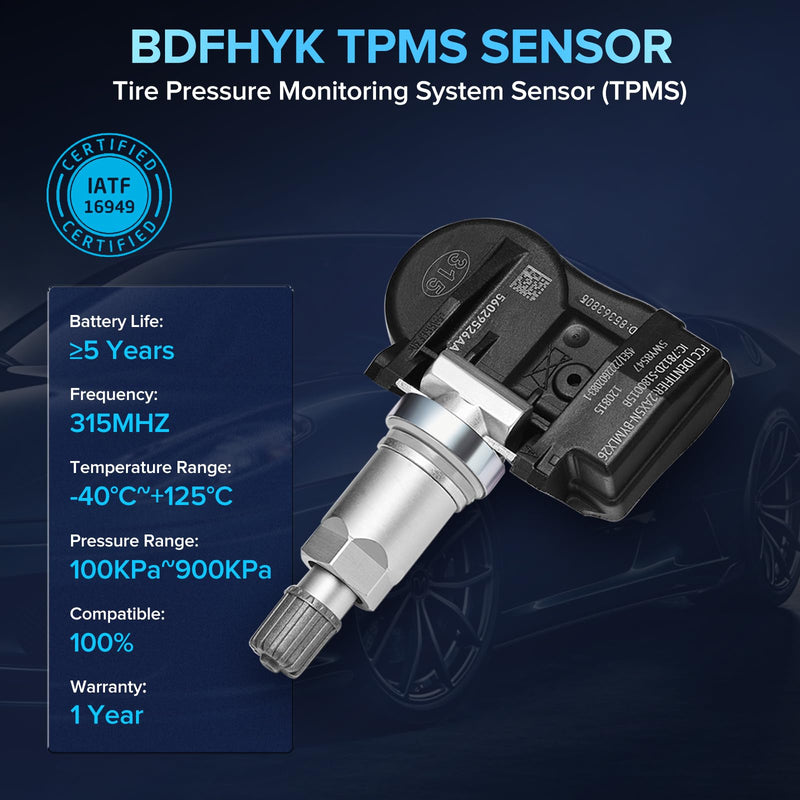 [Australia - AusPower] - BDFHYK OEM TPMS Sensor 315Mhz Tire Pressure Monitoring System Sensor Compatible with 2005-2014 Jeep Chrysler Dodge Mitsubishi, Wrangler Liberty Grand Cherokee Charger 200 300, 68001696AB, 56029465AB 68078861AA 1.0 