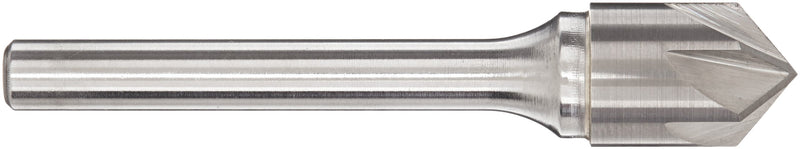 [Australia - AusPower] - KEO 55817 Solid Carbide Single-End Countersink, Uncoated (Bright) Finish, 6 Flutes, 100 Degree Point Angle, Round Shank, 1/4" Shank Diameter, 1/2" Body Diameter 