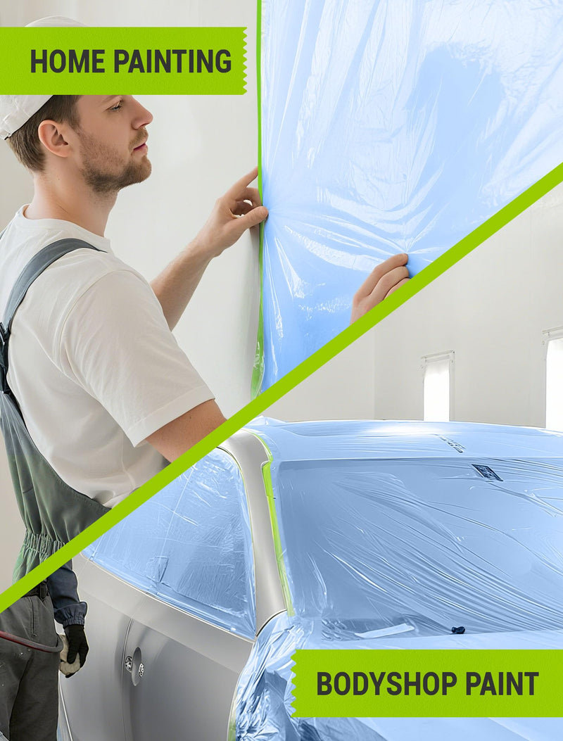 SARDVISA Pre-Taped Masking Film for Painting, 59/43/ 22 in * 66 FT, 3-Rolls Painters Plastic Sheeting with Widened Paint Tape and Drape for Covering Walls, Windows, Cars & Furniture Protection