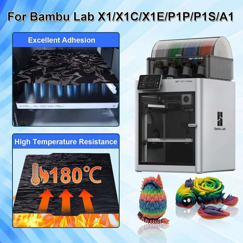 [Australia - AusPower] - IdeaFormer Water Ripples+Wood Grain Textured PER Build Plate for Bambu Lab X1/X1C/X1E/P1P/P1S/A1, Smooth Flexible PER Spring Steel Plate Effect Sheet for Bambu 3D Printers 257x257mm PER (Water Ripples+Wood Grain) 