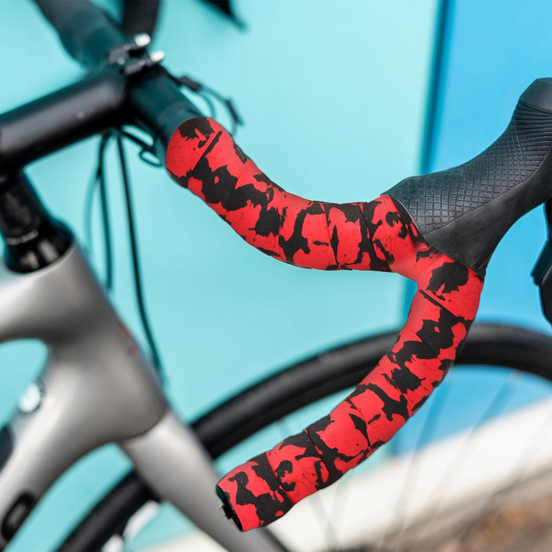 PATIKIL Bike Handlebar Tape, 2 Rolls 6.6 Feet Bike Grip Tape High-Elasticity EVA Foam Cycling Handle Wraps Comfortable Non-Slip Shock Bicycle Wrap with End Plugs for Road Bike, Black-White