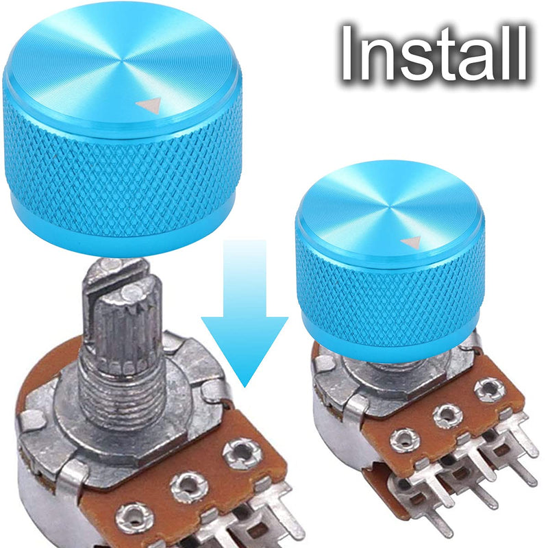 [Australia - AusPower] - Xiatiaosann 4 Pcs Aluminum Electronic Potentiometer Rotary Knobs for Volume Control Audio Electric Guitar Control Switch Knob 20mm x 15.5mm Blue 