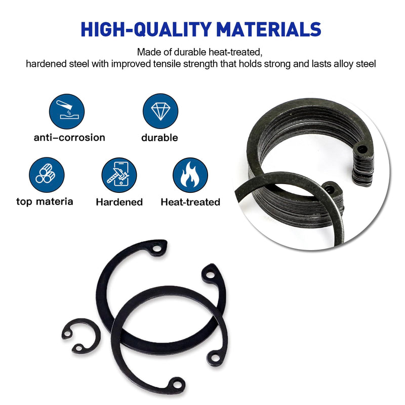[Australia - AusPower] - 300-Pcs Internal Circlip Snap Retaining Clip Ring Assortment Set, Alloy Steel Internal Snap Ring Circlip Snap Retaining Clip Ring Assortment Set, Includes 15 Sizes of M8-M36 Internal Retaining 300PCS 