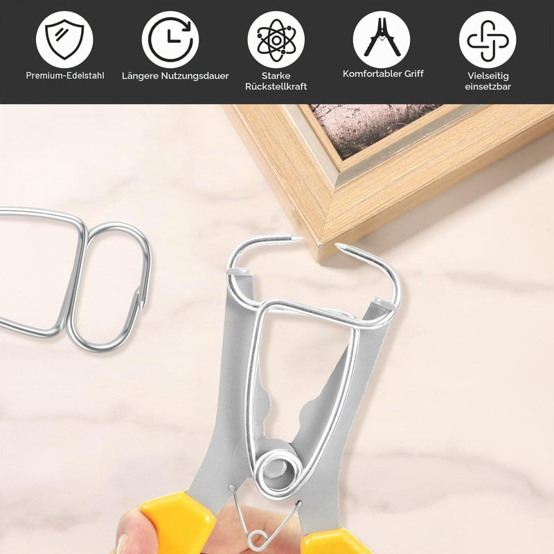 17-Piece Miter Spring Clamp Set, Ultra Strong Stainless Steel Miter Spring Clips + Spring Clamp Pliers & Storage Ring, 0-2 Inch Wingspan, Rustproof Miter Clamps for Picture Frames, Mouldings, Woodworking