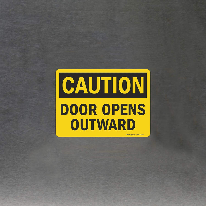 SmartSign "Caution - Door Opens Outward" Label | 5" x 7" Laminated Vinyl