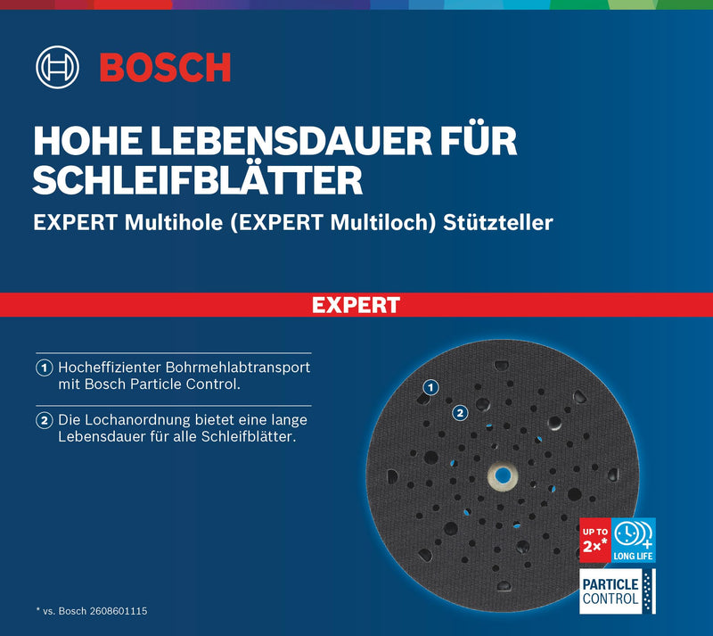 [Australia - AusPower] - Bosch 1 x Expert Multihole (Multi-Hole) Universal Support Plate, 150 mm (Diameter 150 mm, Professional Accessories Random Orbital Sander) 2-Ø 150 mm Diameter: 150 mm 