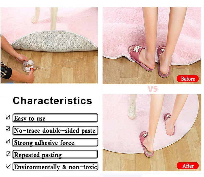 16.5Ft Nano Double Sided Tape Adhesive,Removable Traceless Washable Gel Grip Tape, Multifunction Strong Reusable Transparent Anti-Slip Adhesive for Paste Photos and Posters, Fix Carpet Mats