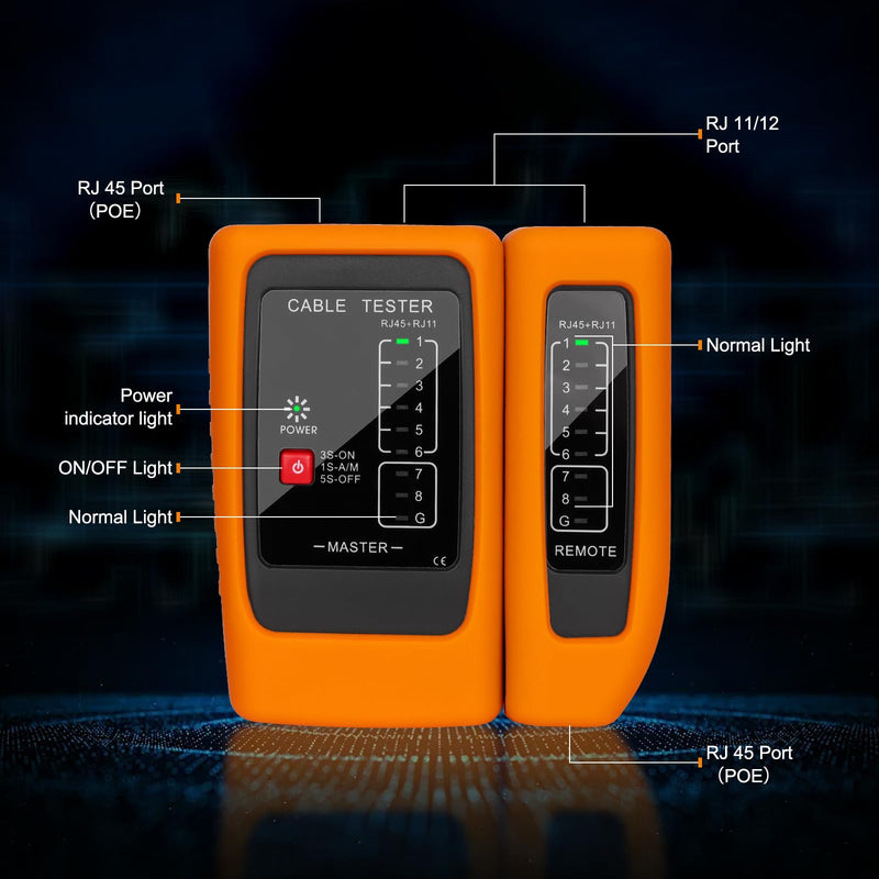 [Australia - AusPower] - Network Cable Tester and Ethernet Tester with POE Detection, 300m Remote RJ45 Tester for Cat5/Cat6 Cable, Automatically Checks Continuity, Open, Short, Crossover (Battery Not Included) Upgrade RJ45 Tester 
