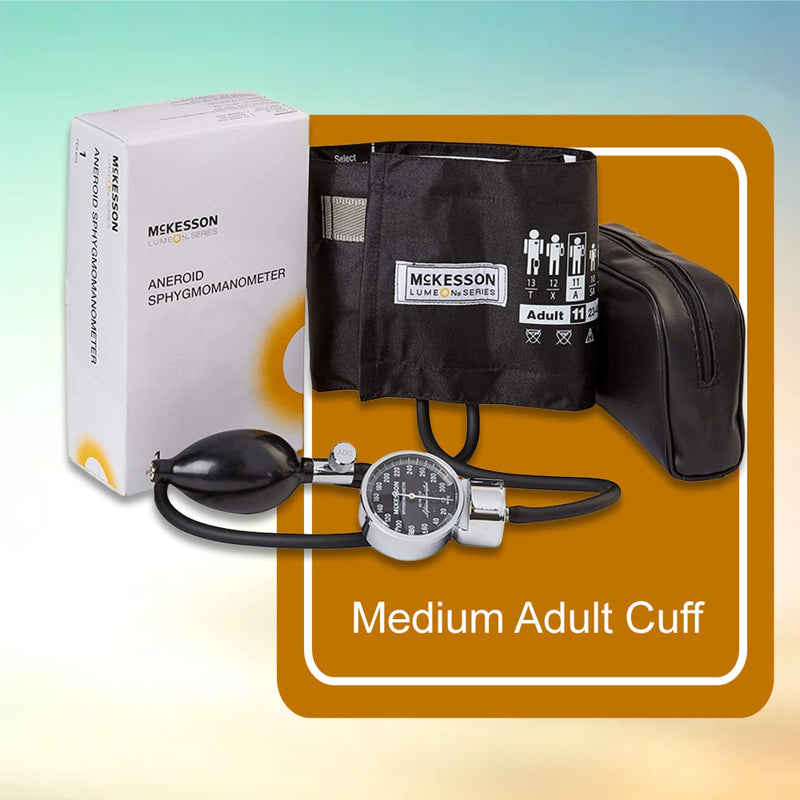 [Australia - AusPower] - McKesson LUMEON Professional Aneroid Sphygmomanometer, Blood Pressure with Cuff, Pocket Size, Black, Adult Medium, Circumference 23-40 cm, 1 Count Adult (1 Count) 