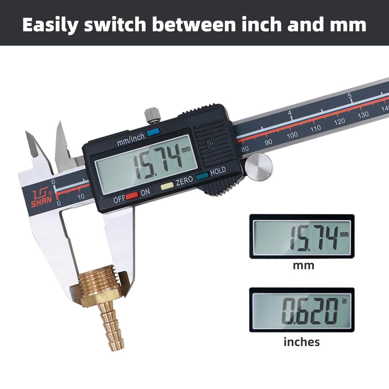 [Australia - AusPower] - SHAN Calipers Measuring Tool,Big LCD Digital Caliper, Inch Metric Fraction Conversion,0-6" Calipers Measuring Tool - with Large LCD Screen, Digital Caliper Tool for DIY/Household 