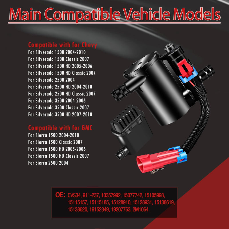[Australia - AusPower] - Evap Vapor Canister Vent Solenoid Valve Assembly 911-237 P0449 Compatible with Chevy for Silverado 1500/2500 HD/3500 HD 2004-2010, for Sierra 1500/1500 HD/2500 2004-2010 19207763 10357992 