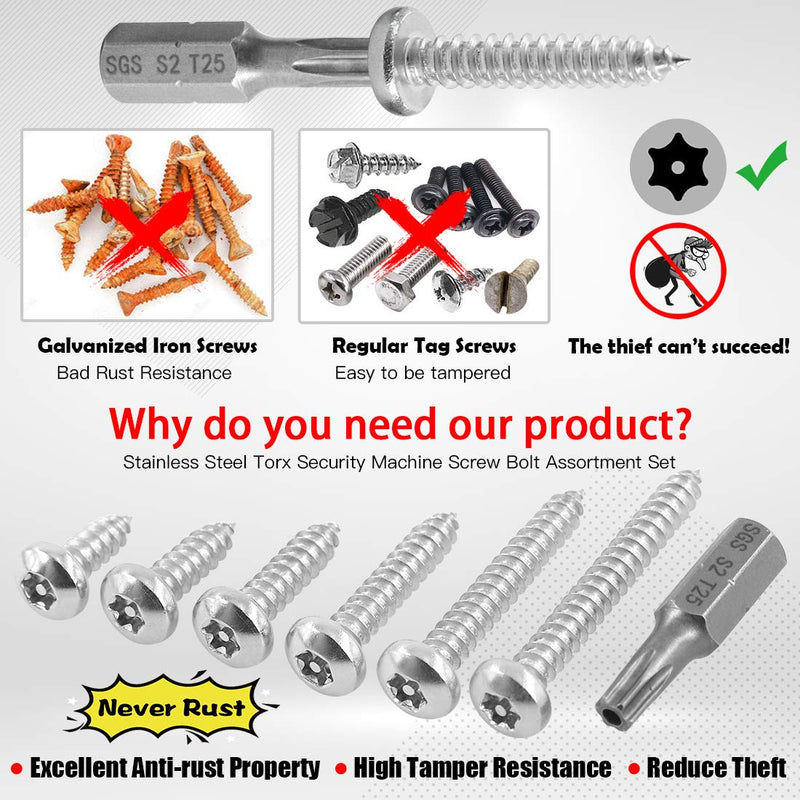 [Australia - AusPower] - Hilitchi 50 Pcs #10 x 1” Stainless Steel Button Head Torx Sheet Metal Screws Security Silver Screws Anti-Theft Tamper Proof with Bit T25 #10 x 1"-50Pcs 