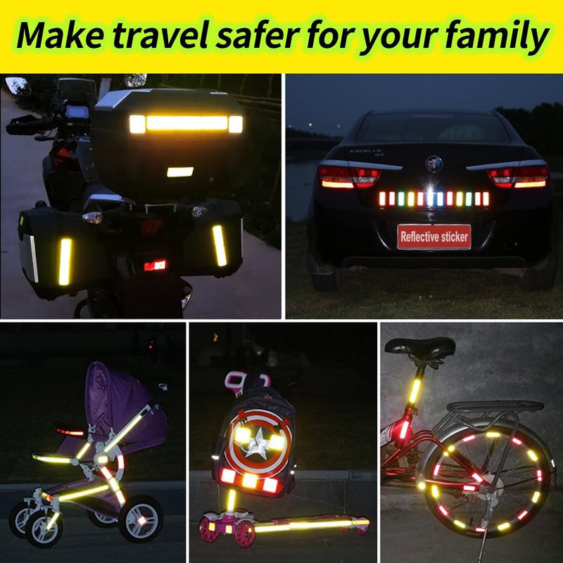 PHIXBEAR Reflective Stickers Super Reflection, Safety Reflective Tape for Car Trailer Truck Bike Motorcycle, 20 Pcs Fluorescent Yellow-Green Outdoor Waterproof 3.15" X 1.18"