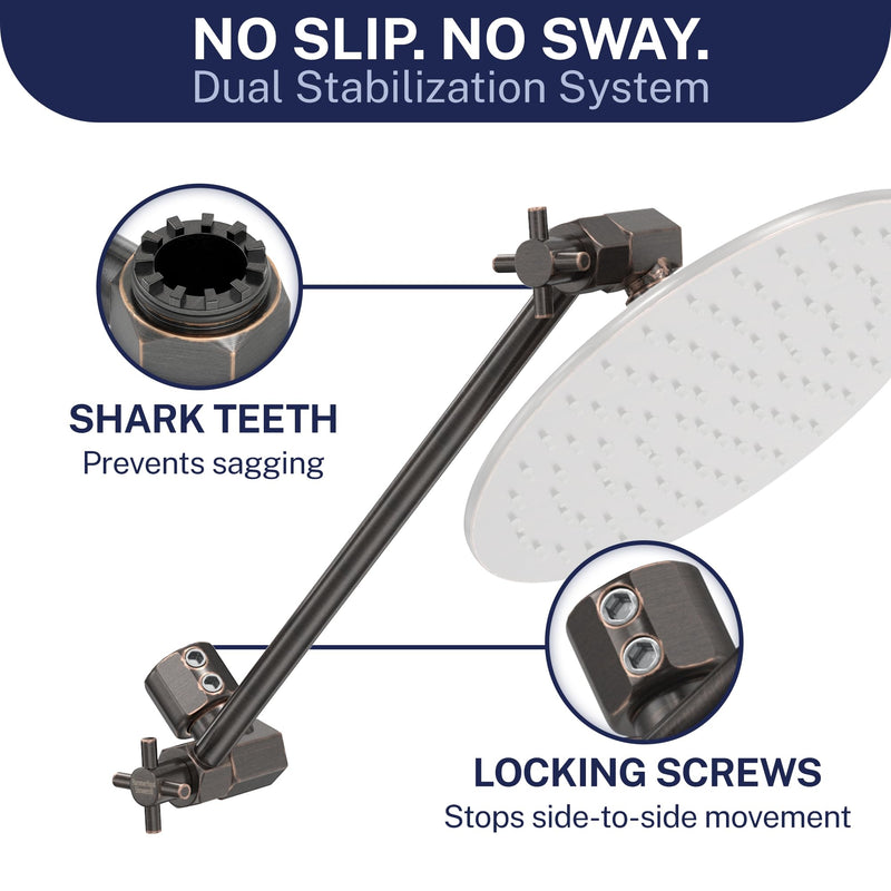 HammerHead Showers® Solid Metal 12-Inch Adjustable Shower Extension Arm – Raises Showerhead Height, Supports up to 10lbs – Oil Rubbed Bronze 12 Inches