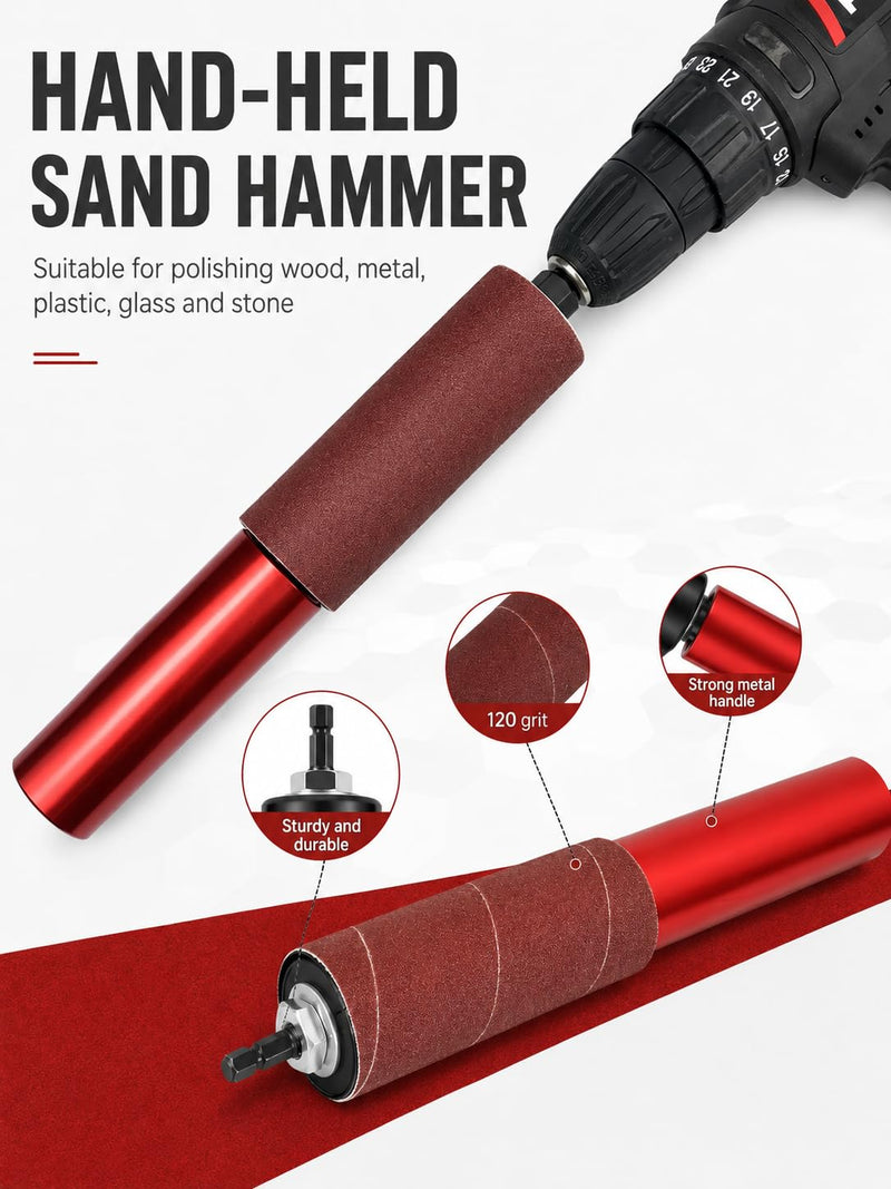 Spindle Sander Adapter, 3/8 Inch Rubber Sanding Drum, Sanding Sleeves Sanding Rollers Accessories for Grinding and Polishing Curves, Surface, Contouring, Material Removal