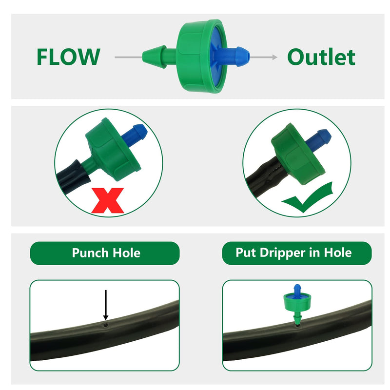 [Australia - AusPower] - 0.5 GPH Drip Irrigation Emitters Pressure Compensating Drippers Constant Flow Heads Parts Garden Flower Pots Plants Systems Dig Kit for 1/4 Inch Watering Tubing Line 50-Pack, 1/2 GPH 0.5 GPH 