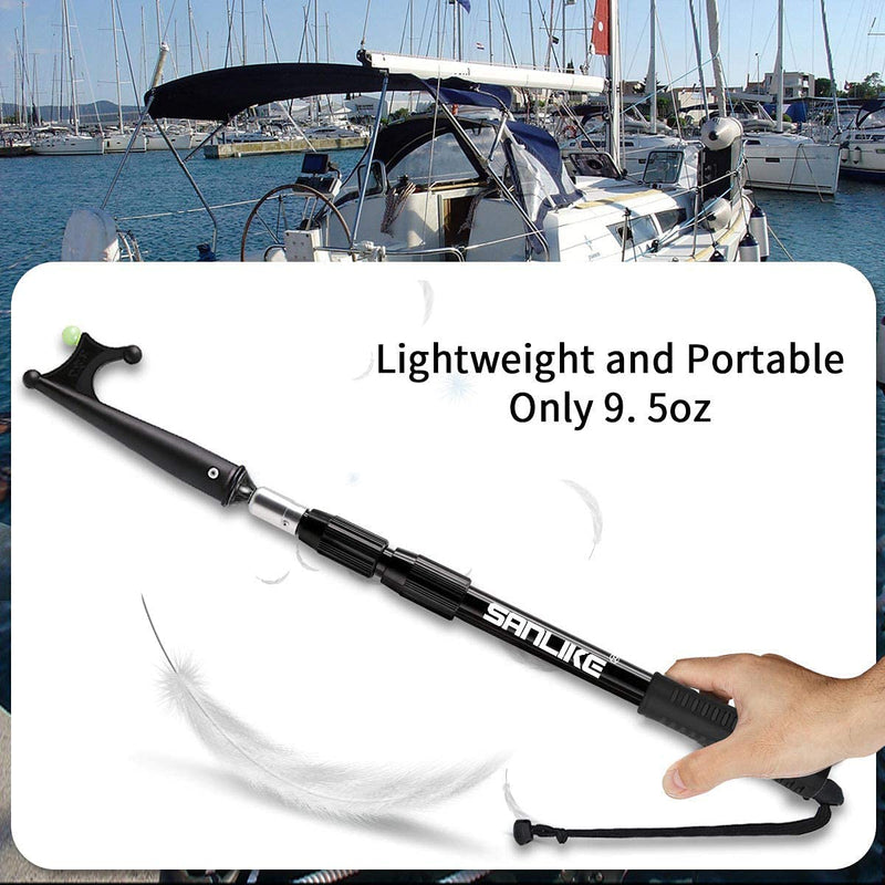 SANLIKE Telescoping Boat Hook for Docking, Floating Fiberglass Dock Hook with Luminous Bead, Twist-Lock Extension Pole, Non-Slip Handle, Rustproof Marine Tool for Yacht Pontoon Mooring 3.9FT