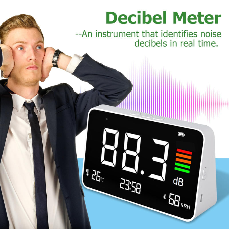[Australia - AusPower] - Decibel Meter, 30-130 dB Sound Level Meter, Portable dB Meter with Port Type C, Temperature, Humidity, Sound Level Meter ℃/℉ 