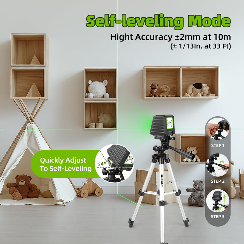 [Australia - AusPower] - Laser Level with Tripod and Laser Target Plate Card, Huepar 150Ft Self Leveling Lazer Level Outdoor Use, 150° Vertical Green Cross Line Level Laser for Picture Hanging, Tile, Construction Project 