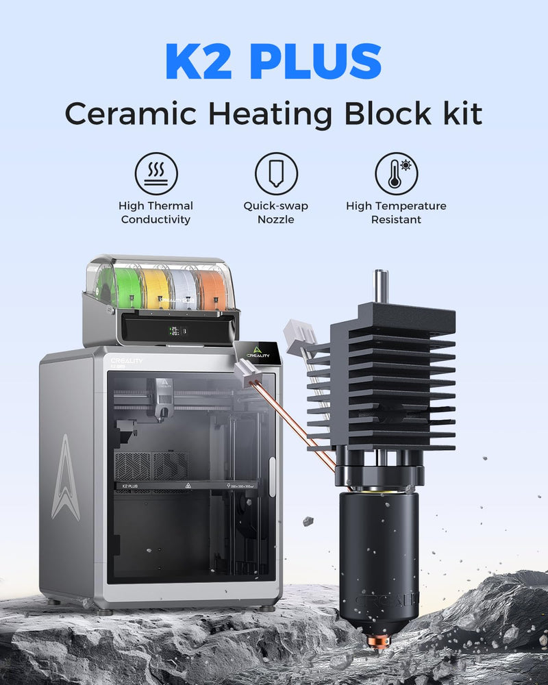 Creality Official K2 Plus Ceramic Heating Block Kit, Unicorn Quick Swap Nozzle Kit, High Temperature Resistant, All-Metal Integrated Design Kit for K2 Plus 3D Printer
