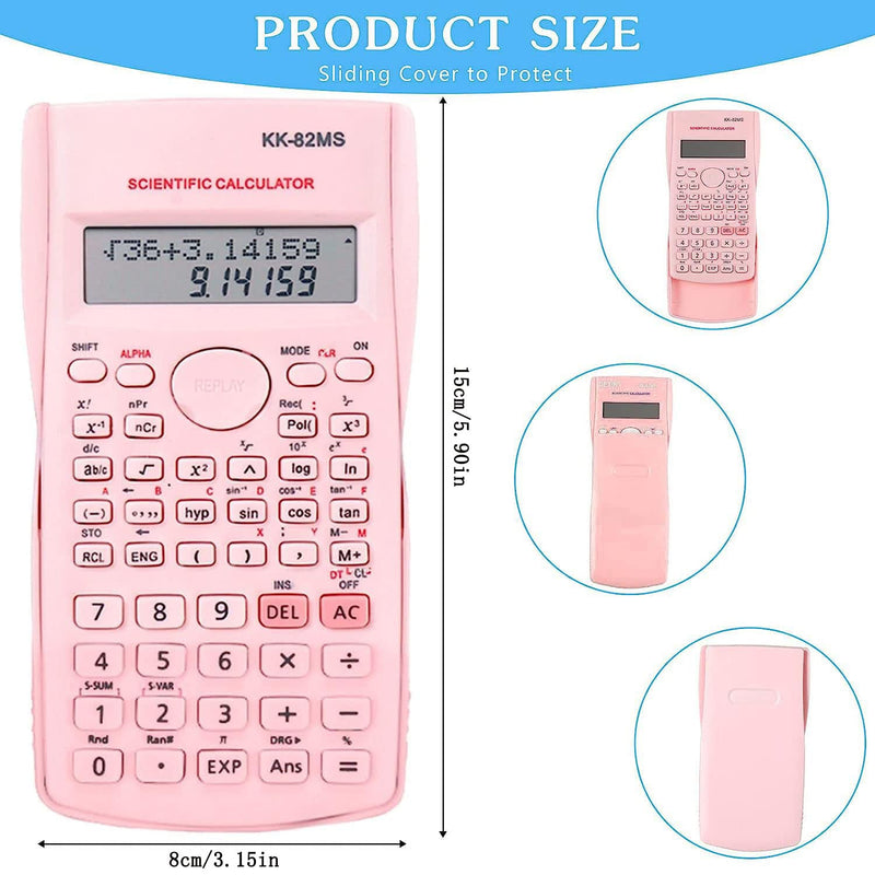 [Australia - AusPower] - Scientific Calculators Desktop, Scientific Calculators for Students, Scientific Calculator 240 Functions 2 Line 10+2 Digits, Desk Math Calculator for School (Pink) Pink 