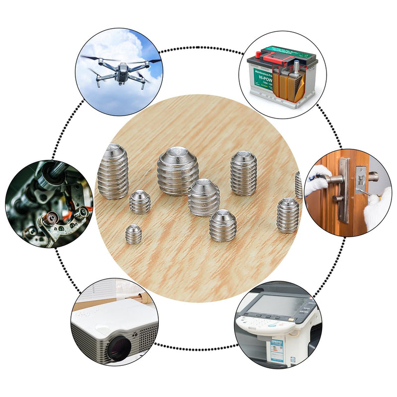 [Australia - AusPower] - 240 Pcs Allen Head Screws, Hex Socket Head Screws, Grub Screw Set, M3/M4/M5/M6/M8 Metric Stainless Steel Internal Hex Drive Cup-Point Screws Assortment Kit for Door Handles, Light Fixture Screws A-240 PCS Allen Head Screws 