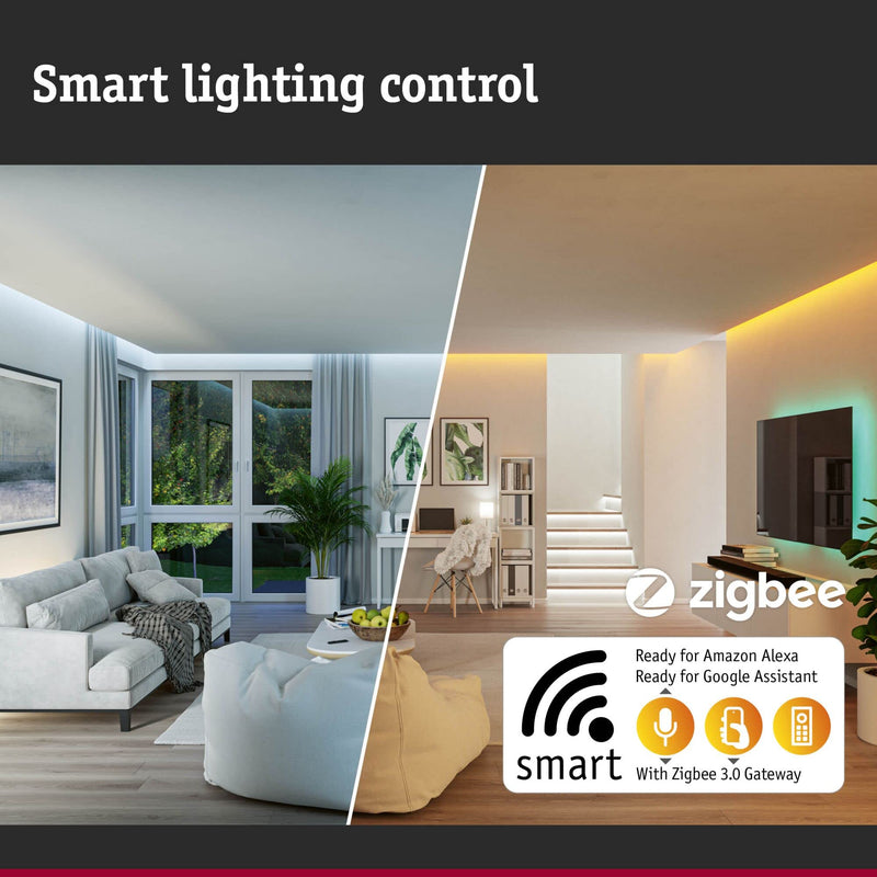 Paulmann 92466 LED Recessed Light Base Smart Home Zigbee Basic Set Swivelling Round 230 V 3 x 4.9 W 3 x 420 lm Dimmable 90 mm White Metal RGBW+