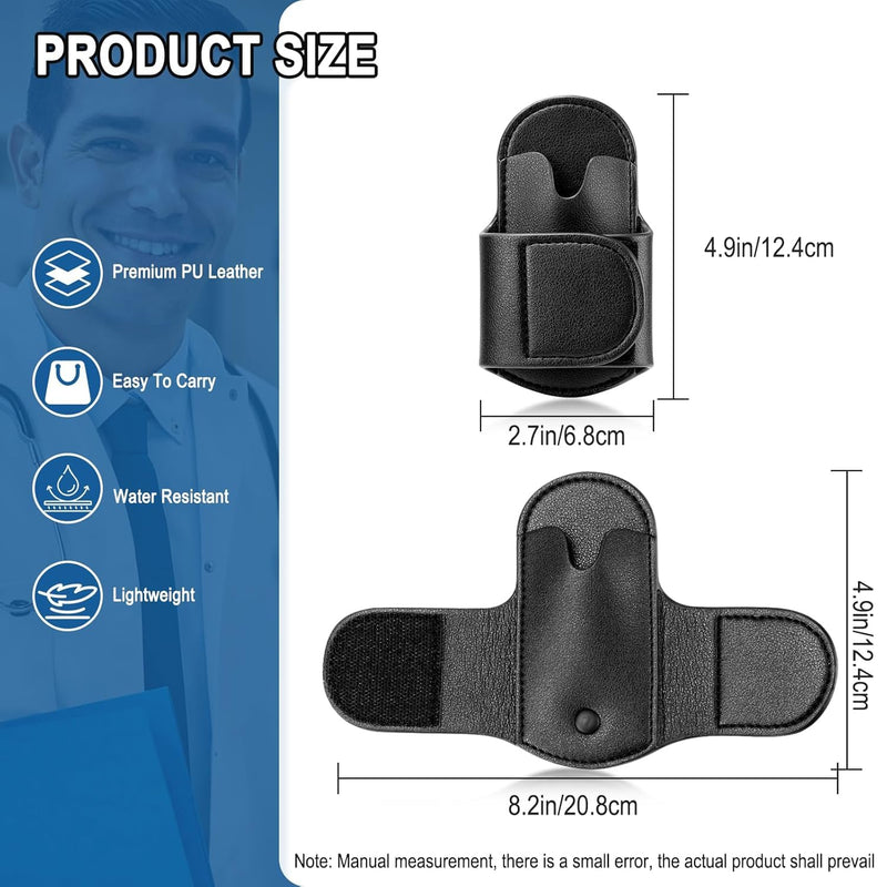 [Australia - AusPower] - Premium PU Black Leather Stethoscope Holder Hip Clip Compatible with Littmann and Most Stethoscopes, Stethoscope Holster Clips Holder Fit for Nurse, Physicians Stethoscope Pocket/Belt/Scrubs 