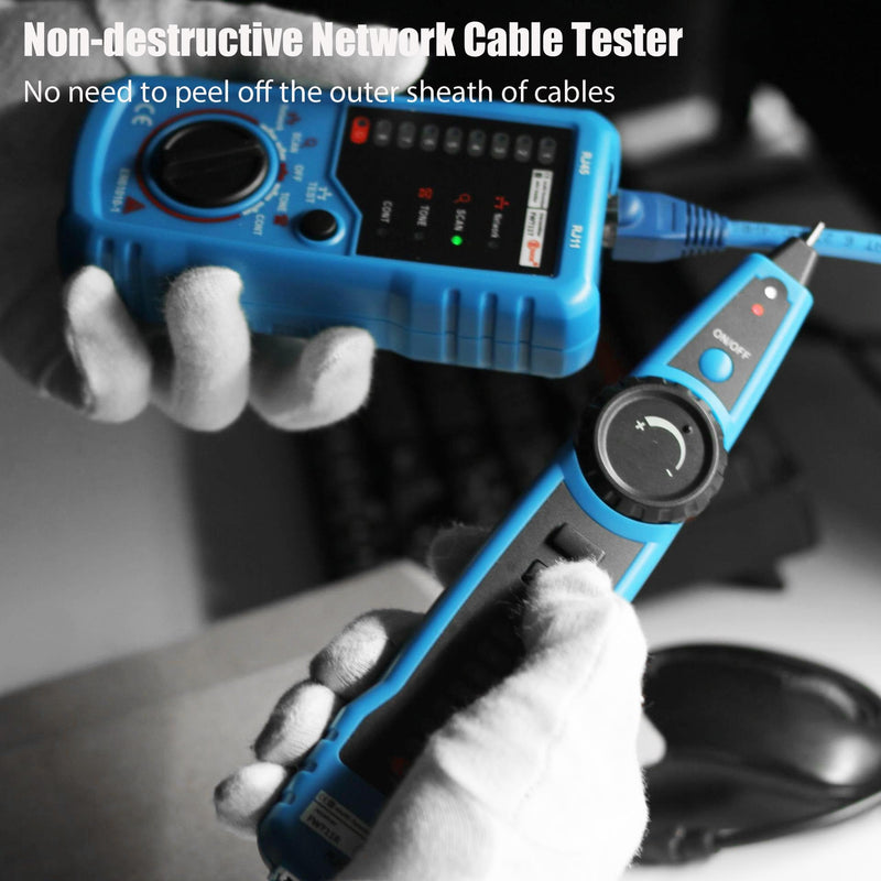 [Australia - AusPower] - Network Cable Tester, Multifunction Digital Signal Cable Toner, Cat5 Cat6 Ethernet LAN Network Wire Tracer with Probe Tone, RJ11 RJ45 Telephone Line Tester for Line Continuity Metal Wire Detector 