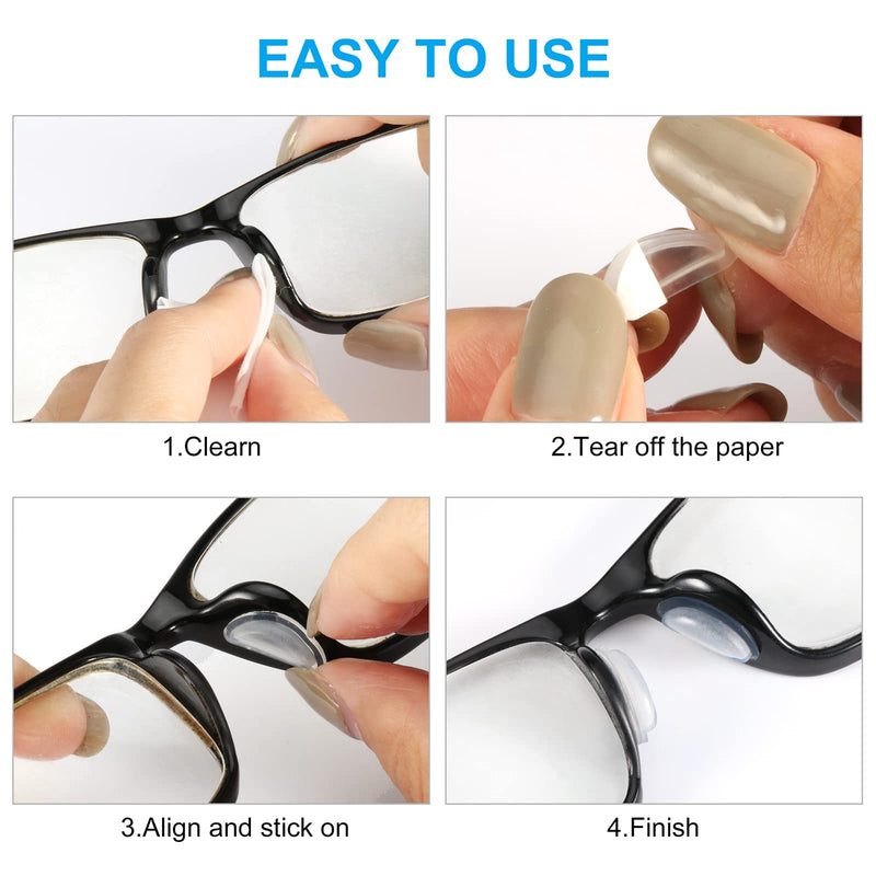 [Australia - AusPower] - Eyeglass Nose Pads, Soft Silicone Adhesive Glasses Nose Pad, Anti-Slip Heighten Air Chamber Nose Pads for Full Plastic Frames, 10 Pairs (Clear) 10 Clear Pairs 