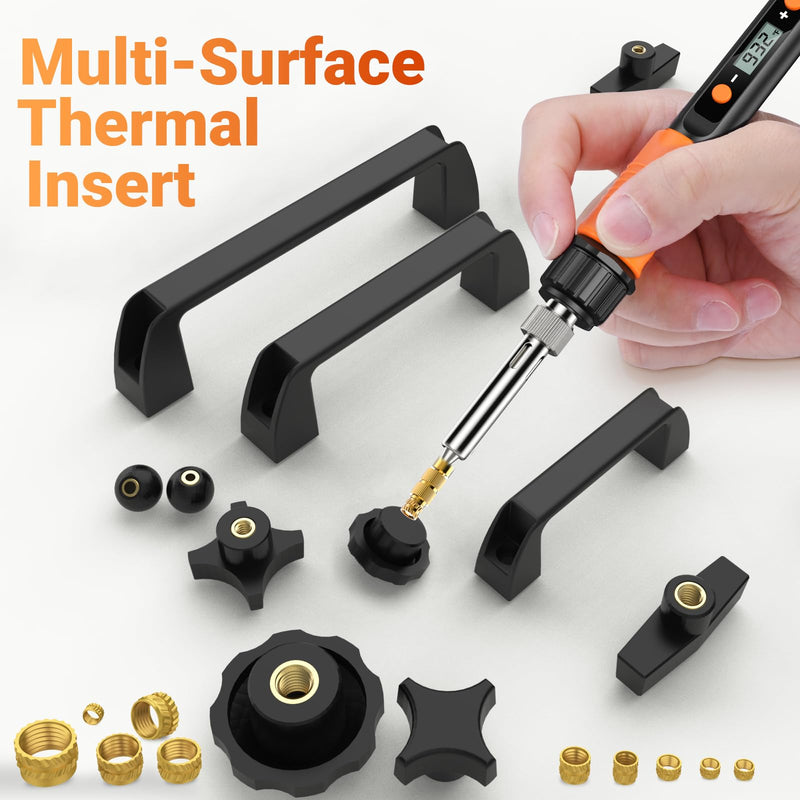 [Australia - AusPower] - Preciva Threaded Inserts Set, 300Pcs Heat Set Inserts with M2 M3 M4 M5 M6 M8 Insert-Tip, 100W Digital Soldering Iron, Holder and Tweezer, for 3D Printer Parts or Plastic Parts 