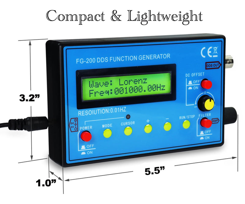 [Australia - AusPower] - 0.01Hz-500kHz DDS Signal Generator, Schumann Resonance Generator, Portable Frequency Generator with 15 Waveforms for Oscilloscope Calibration Electronic Testing Audio Stress Test, AC/DC Power 