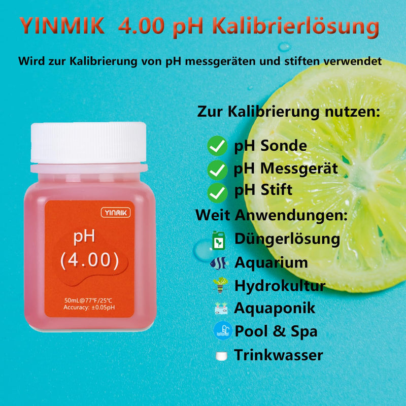 [Australia - AusPower] - YINMIK pH Meter Calibration Solution Kit (4.00, 7.00 and 10.01) with pH Protection Solution Set, 3 Bottles 50 ml pH Calibration Buffer Solution and 2 Bottles 10 ml KCL pH Probe Solution for pH Meter 50 mL 4.00 7.00 10.01 pH calibration solution 