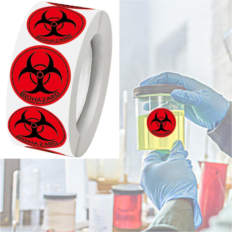300 Pcs Biohazard Stickers Sign Biohazard Warning Hazard Labels - 1 Inch Use Universal Biohazard Symbol Sticker Decals Warning Biological Hazard Labels for Labs, Hospitals and Industrial 1inch