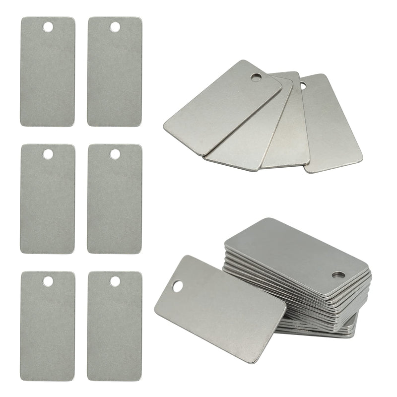 StayMax 50 Pack Engraving Blanks Stamping Blanks Stainless Steel Rectangle Blank Tags 1 Inch x 2 Inch