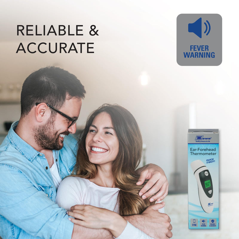[Australia - AusPower] - Zewa Infrared Thermometer | Professional Accuracy | Forehead & Ear Non-Touch Measurement | Bluetooth 4.0 | Android & iOS Compatible | Fever Alarm | Free MyHealthConnected App 