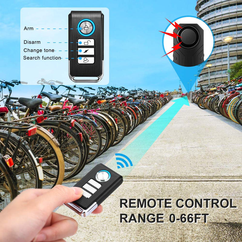 [Australia - AusPower] - WSDCAM Anti-Theft Bike Alarm with Mount, 113dB Burglar Vibration Motorcycle Bicycle Alarm Security System Waterproof Cycle Bike Alarm with Remote 