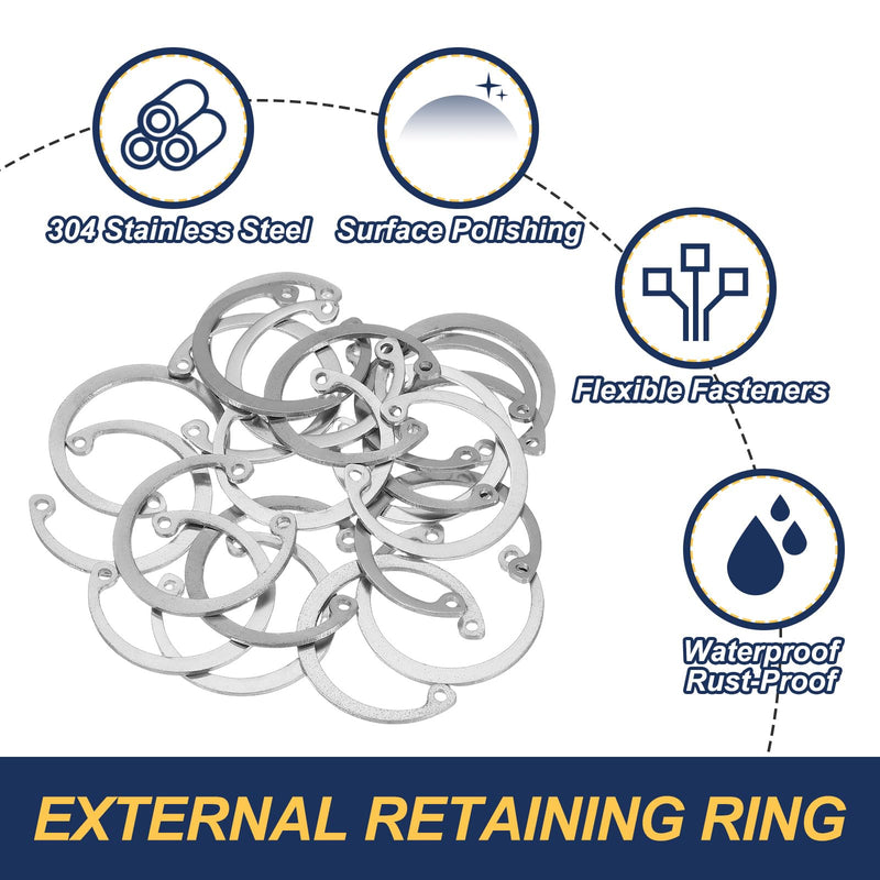[Australia - AusPower] - PATIKIL 32mm ID Internal Retaining Rings, 20 Pcs E-Clip Snap Ring 304 Stainless Steel Internal Circlip for Automobile Valve Equipment Bearings 