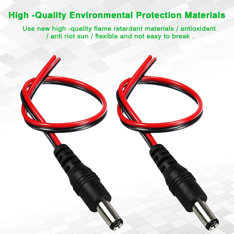 [Australia - AusPower] - DC Power Pigtails Cable, 20Pcs DC 5.5 X 2.1 mm Barrel Male DC Plug Connector Pigtail for Led Strip, Security Camera Wire CORD20PC 