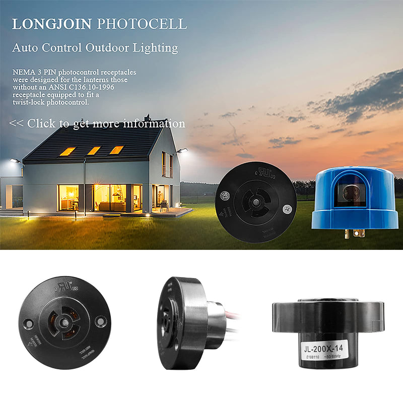 [Australia - AusPower] - Twist Lock Photocell for LED Barn Light, Area Light, Street Light, Parking Lot Lights and Dusk to Dawn Light Auto On Off Photocell Switch-3PC (3.Units) 