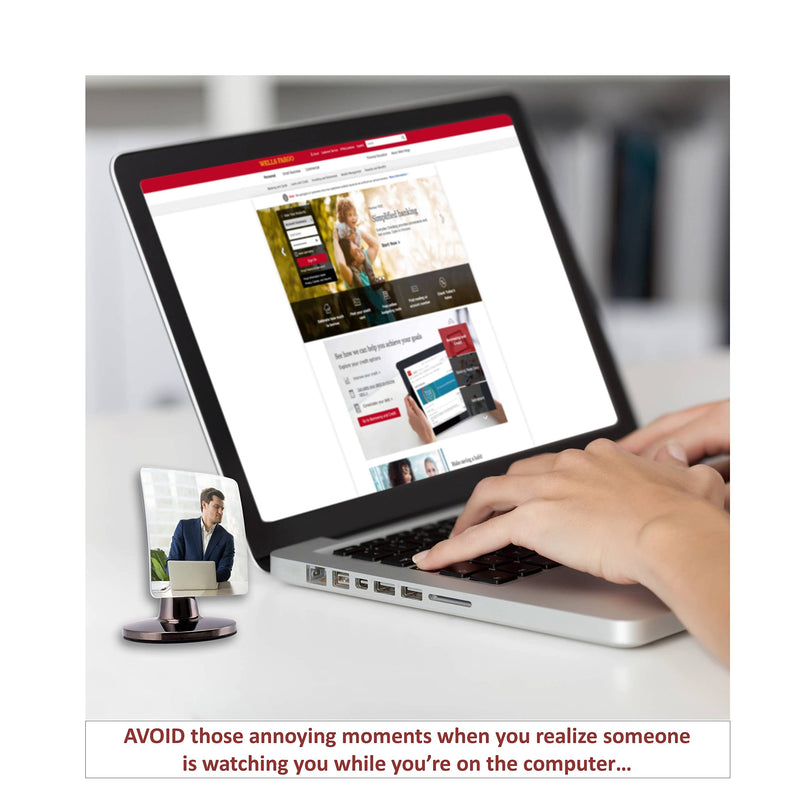 [Australia - AusPower] - Desk and Cubicle Mirror to see behind you, CONICAL SHAPED Stand with detachable Wide Angle real glass Mirror, SMALL & DISCRETE, beautiful design, perfect curvature for an exceptionally clear view Conical_Bronze 