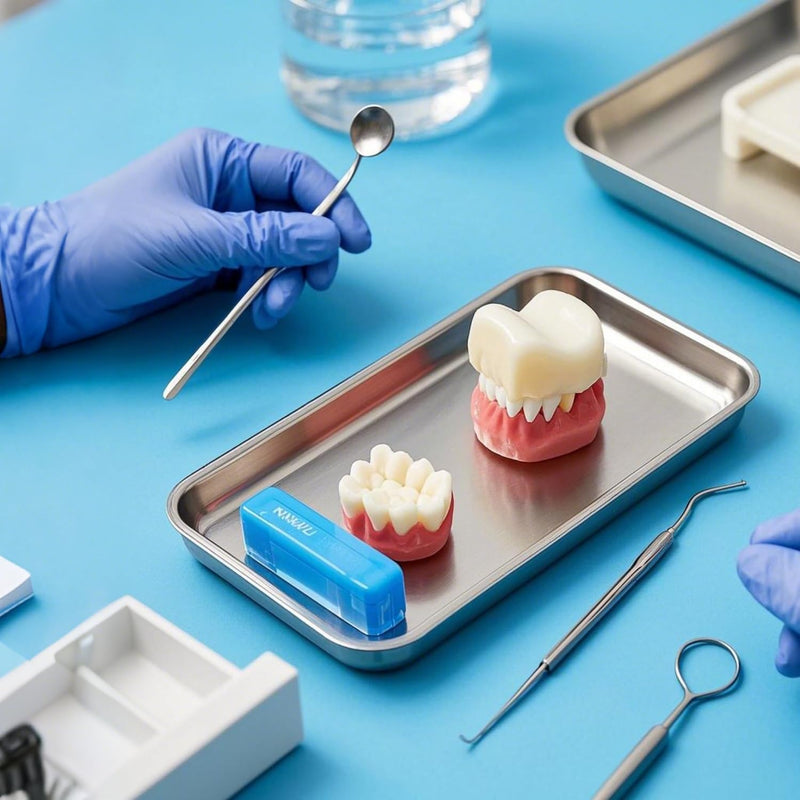 [Australia - AusPower] - Stainless Steel Trays, 4 Pack Metal Tray Medical Tray Dental Procedure Tray, Lab Instrument Tools Trays Small Flat Trays for Surgical, Dental, Tattoo, Nail Tools (4, 8.6" * 4.4" * 0.8") 8.6" * 4.4" * 0.8" 