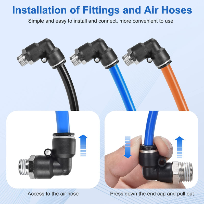 [Australia - AusPower] - 12 Pcs Push to Connect Fittings 3/8 Inch Tube OD x 1/4 Inch NPT Thread Pneumatic Male Straight and Elbow Quick Connect Air line fittings 3/8"OD x 1/4"NPT 