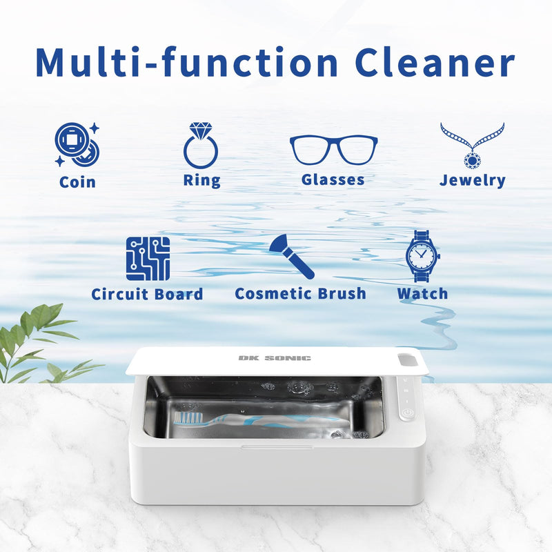DK SONIC 450ML Ultrasonic Cleaner,24W Household Ultrasonic Jewelry Cleaner with 3 Times Modes and One-Touch Operation for Cleaning Jewelry,Eyeglasses,Coins