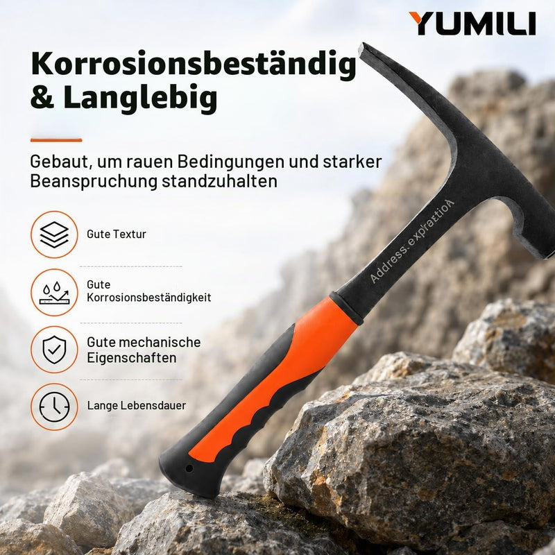 Geological Chisel Hammer 850g, Professional Geological Hammer Flat Head Rock Pickaxe Outdoor Geology Mineral Exploration Tool Length 285 mm