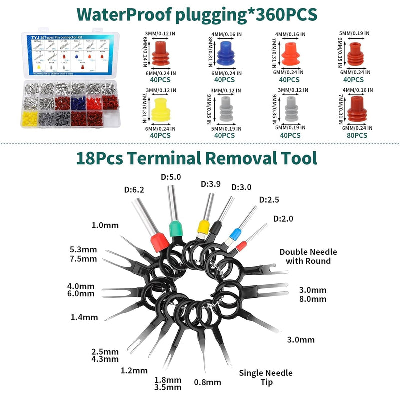 812Pcs Pin Connector Kit with Crimping Pliers - Terminal Pin 1/1.5/1.8/2/2.2/2.3/2.8/3.5mm Non-Insulated Plug Removal Male & Female Wire Pins - Automotive Car Electrical (813-Crimping Pliers) 813-Crimping Pliers
