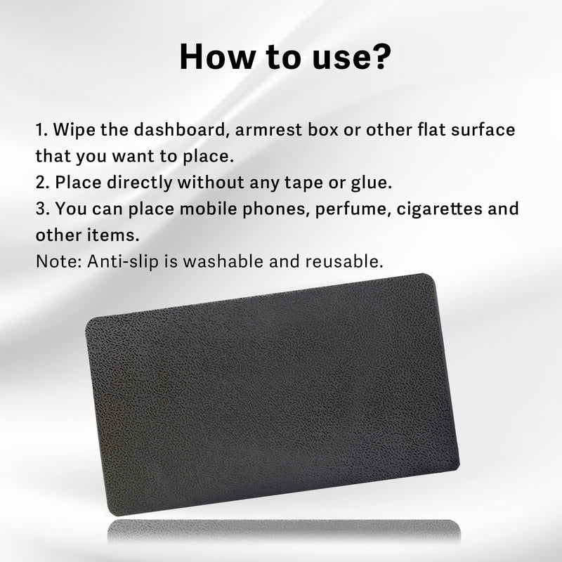 [Australia - AusPower] - Car Dashboard Anti-Slip Rubber Pad, Multifunctional 10.6 x 5.9 Universal Non-Slip Car Magic Dashboard Gel Latex Pad for Cell Phones, Sunglasses, Keys, Coins and More Use (Black/Car Texture) wenlu 