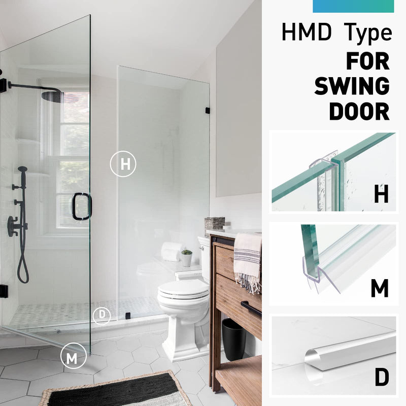 Shower Door Seal,4 PCS 3/8" x 39" Frameless Glass Door Side Seal and Shower Door Bottom Seal Door Sweep for 3/8 Inch Glass, Stop Shower Leaks Create a Water Barrier For 3/8" Glass-4PCSX 39"