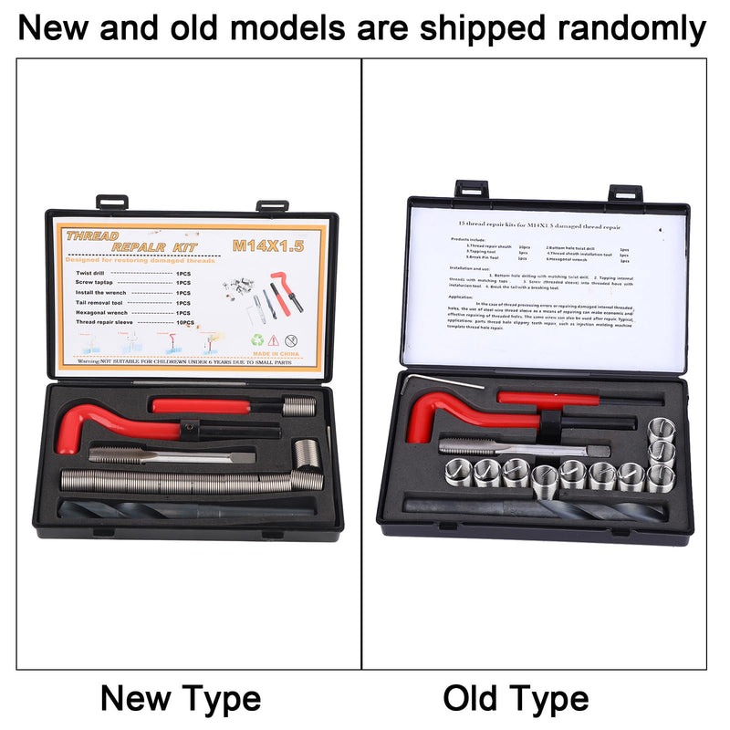 [Australia - AusPower] - 15Pcs Helicoil Thread Repair Kit, M14x1.5 Helicoil, Insert Sleeves Helicoil Kit Stainless Steel Heli Coil High Hardness Thread Repair Kits for Screw Repair 1Set 