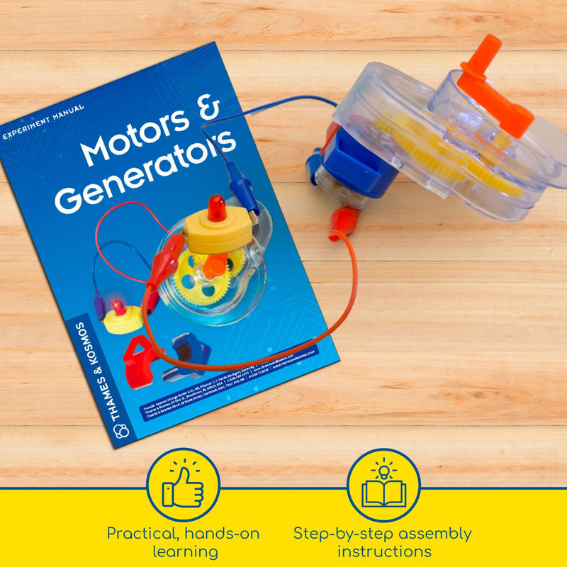 [Australia - AusPower] - Thames & Kosmos Motors & Generators Science Kit | 25 Guided STEM Experiment Lessons | 48 Page Color Student Guide | Grades 3-6 | Ages 8+ | Play & Learn | Parents' Choice Silver Award Winner 